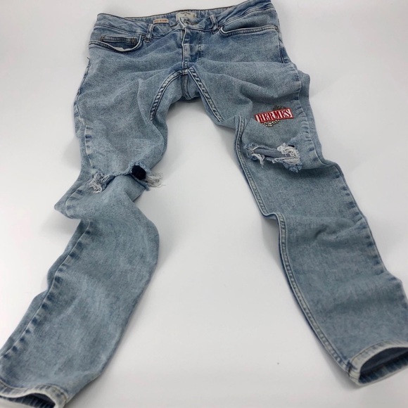 Topman x Hermès Spray On Skinny Bleach Wash Jeans - Picture 7 of 8